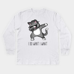 Dabbing Cat Kids Long Sleeve T-Shirt